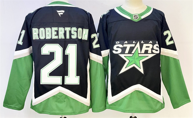 Men's Dallas Stars #21 Jason Robertson Black 2025/26 Alternate Stitched Hockey Jersey